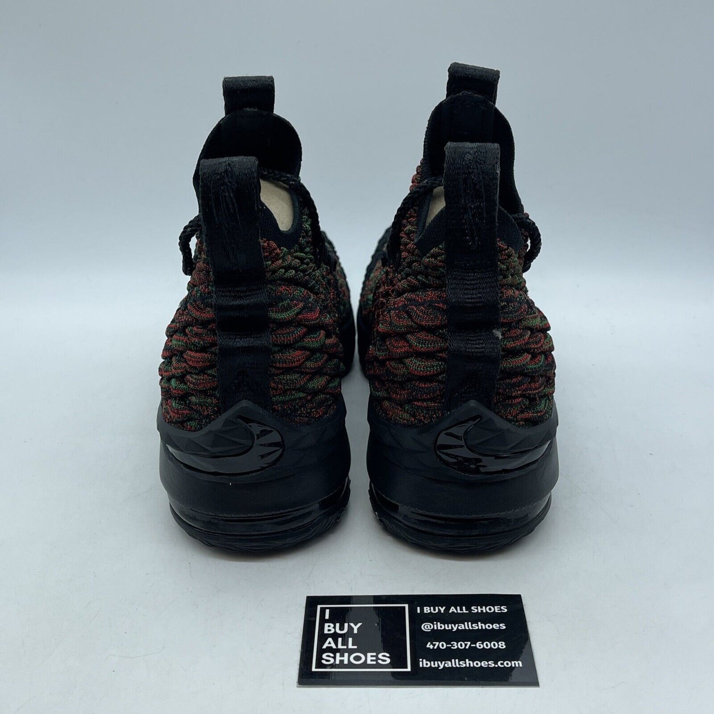 Size 7Y (GS) - Nike LeBron 15 High BHM Green Red Black Suede (943762-900)