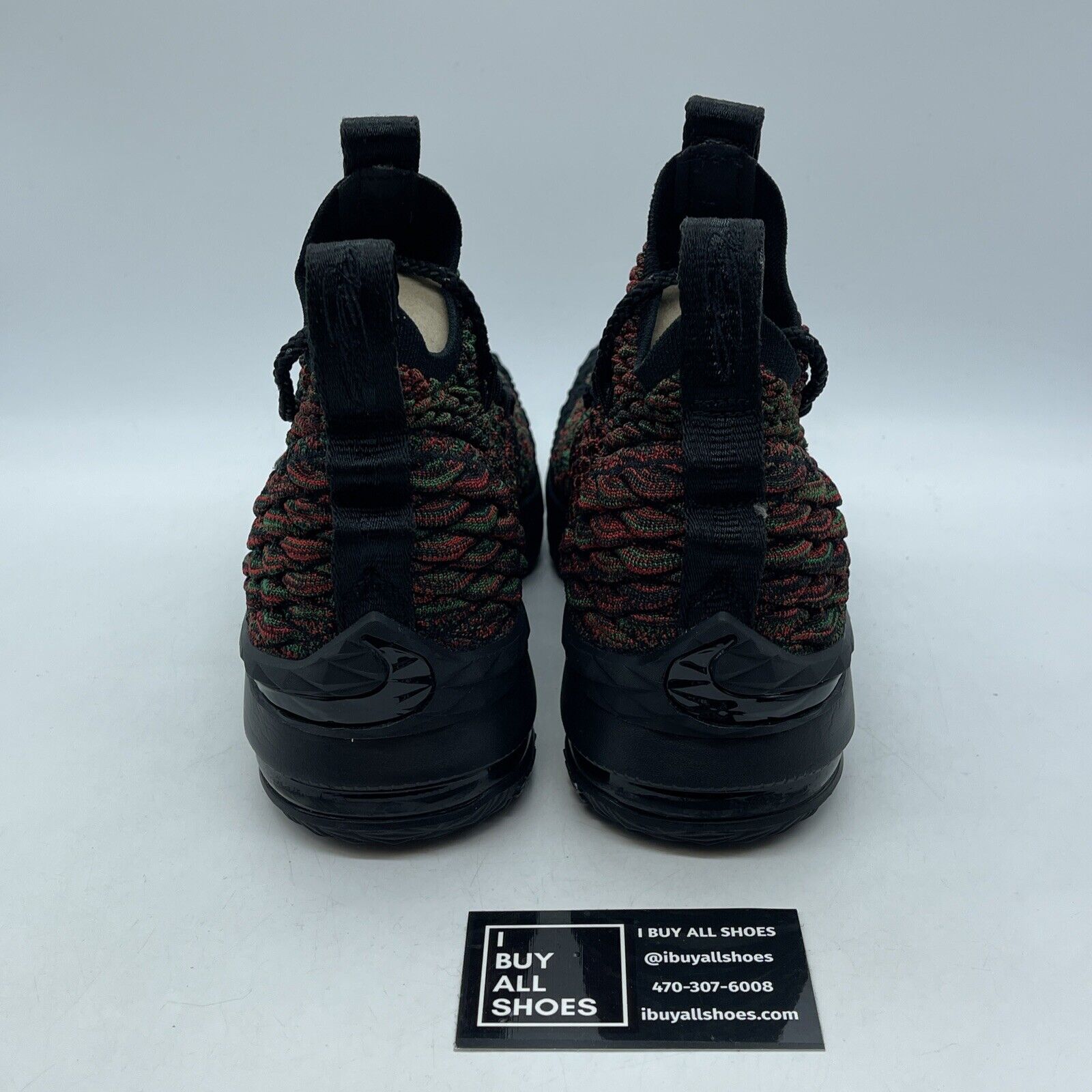 Size 7Y (GS) - Nike LeBron 15 High BHM Green Red Black Suede (943762-900)