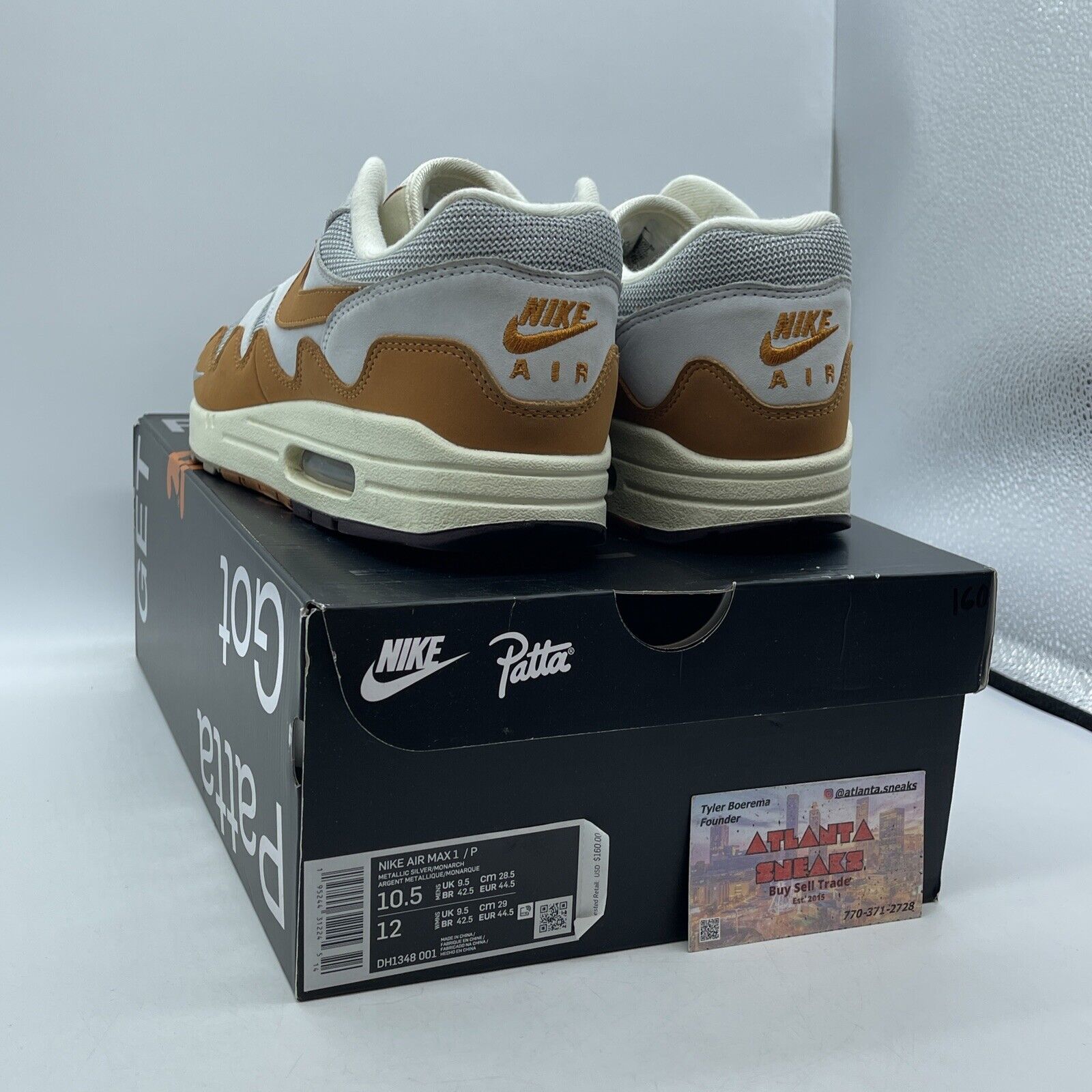 Size 10.5 - Nike Air Max 1 Patta Waves Monarch Brown Grey Suede (DH1348-001)