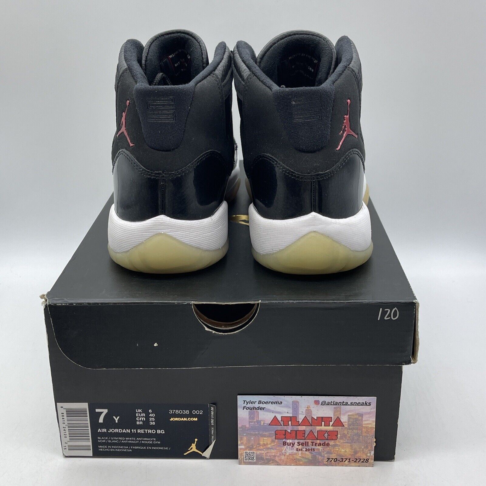 Size 7Y (GS) - Jordan 11 Mid 72-10 White Leather Black Suede Red (378038-002)