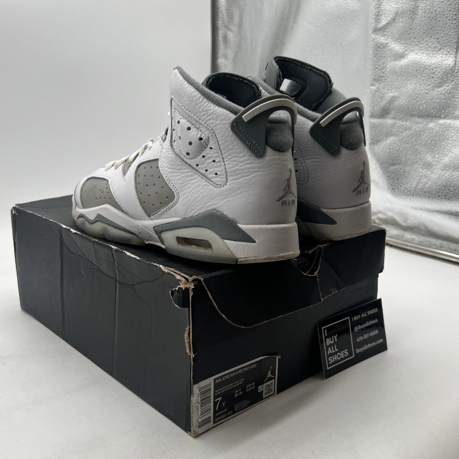 Size 7Y - Air Jordan Air 6 Retro Mid Cool Grey - (384665-100)