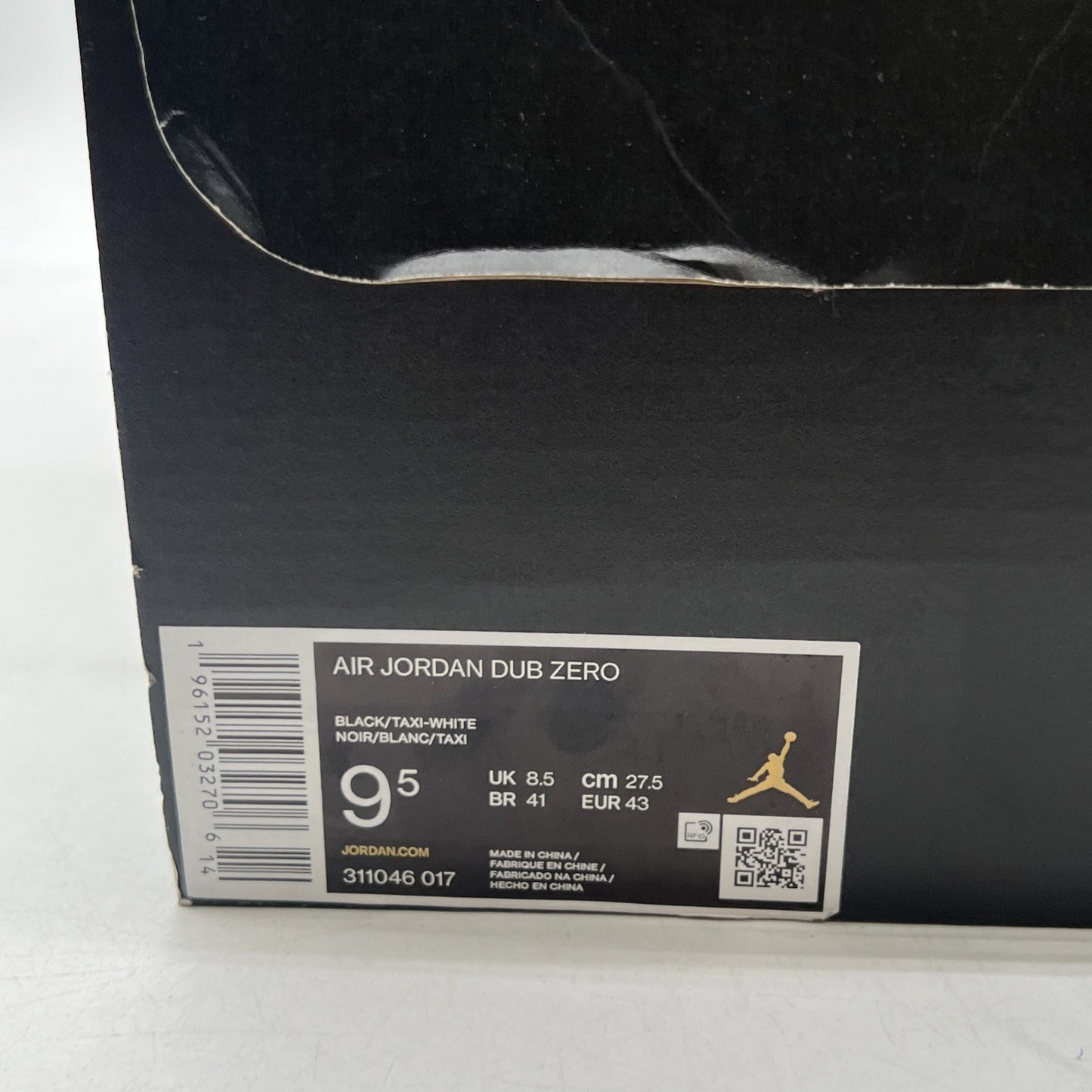 Size 9.5 - Jordan Dub Zero Black Taxi (311046-017)