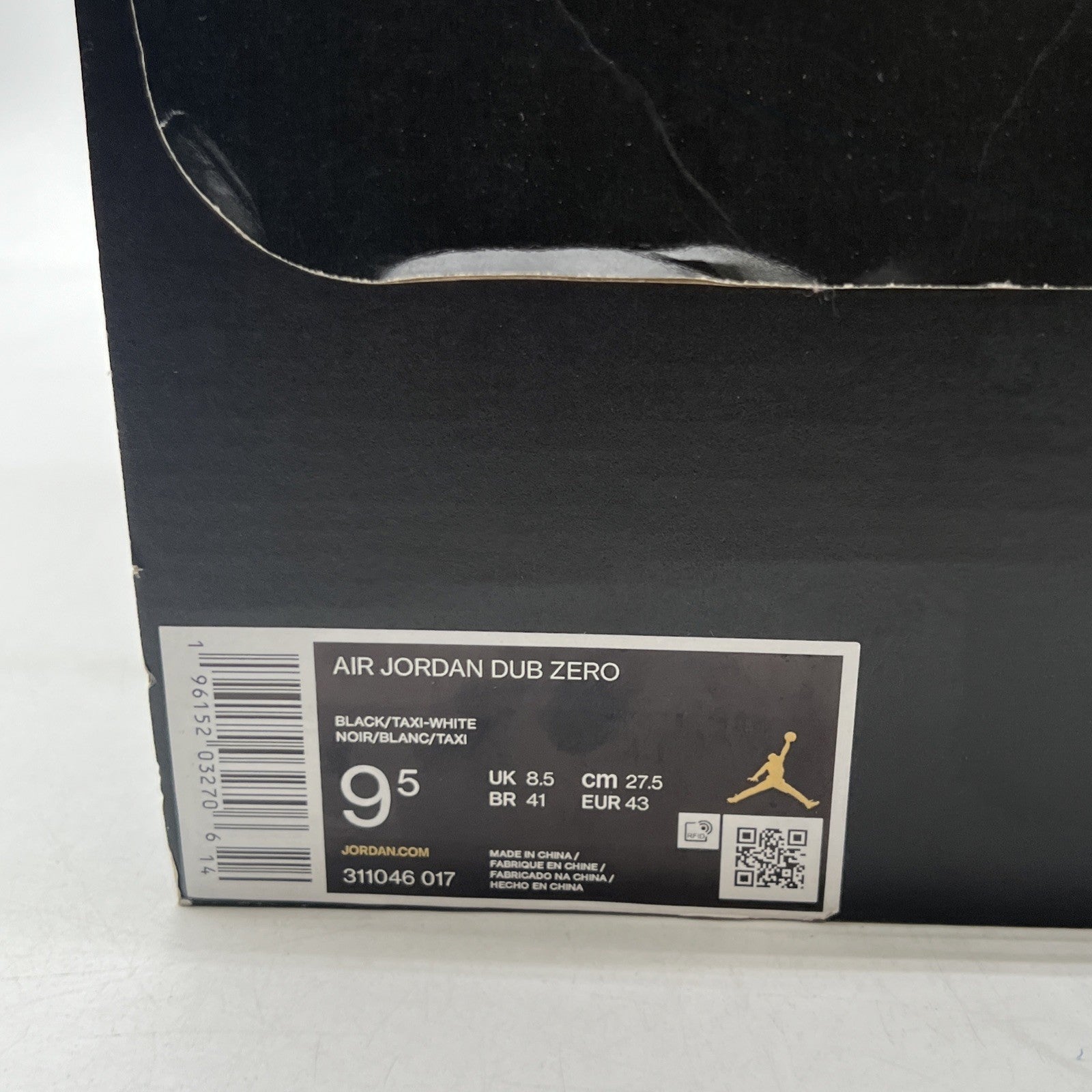 Size 9.5 - Jordan Dub Zero Black Taxi (311046-017)