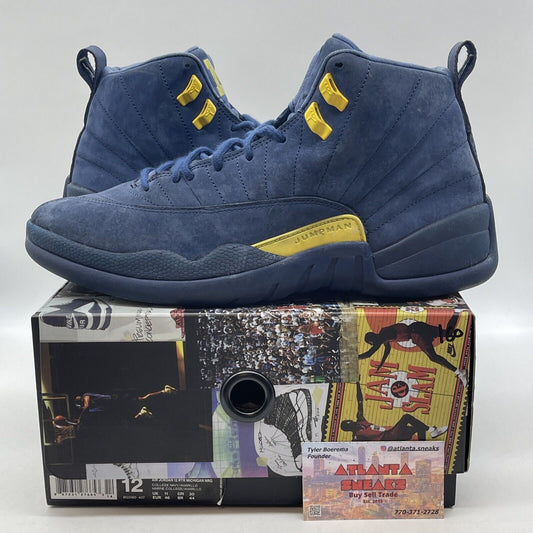 Size 12 - Air Jordan 12 Retro Michigan Yellow Blue Leather Suede (BQ3180-407)