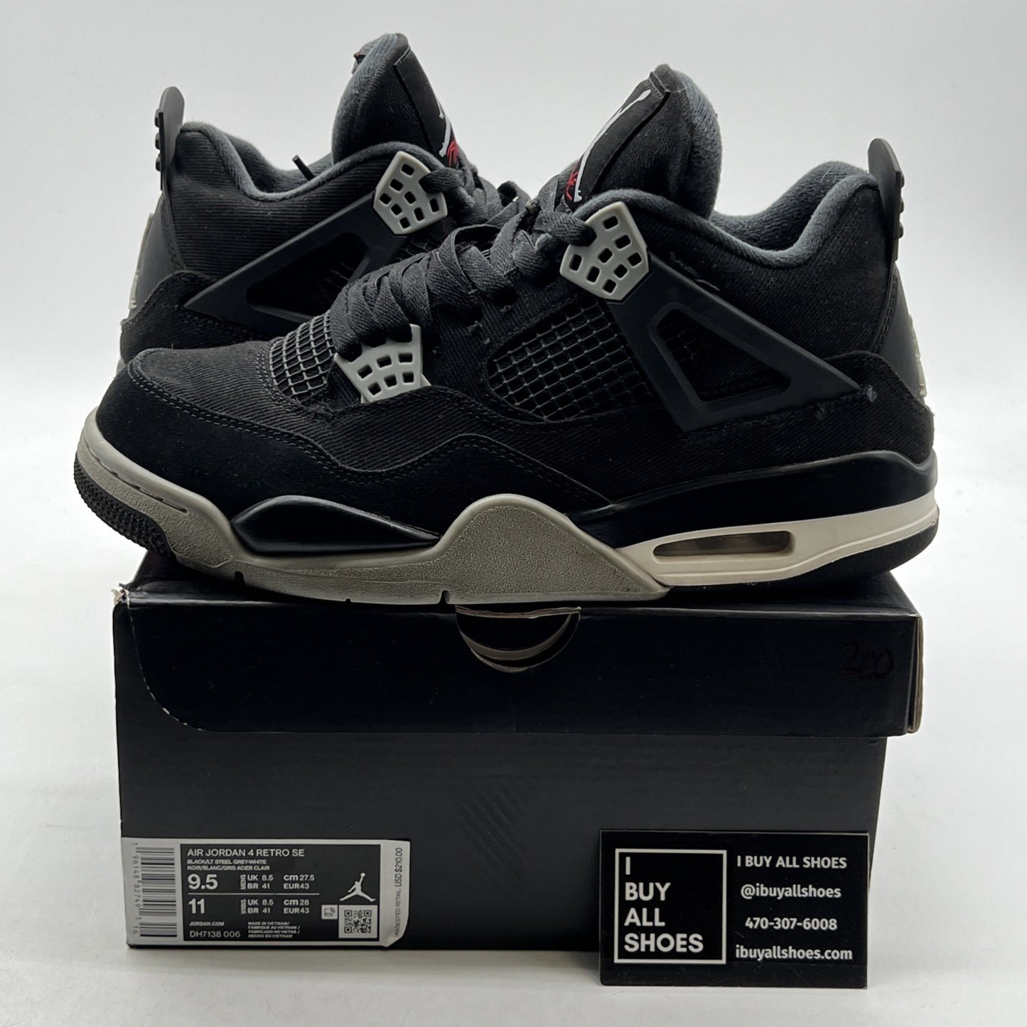 Size 9.5 - Air Jordan 4 Retro SE Mid Black Canvas (DH7138-006)