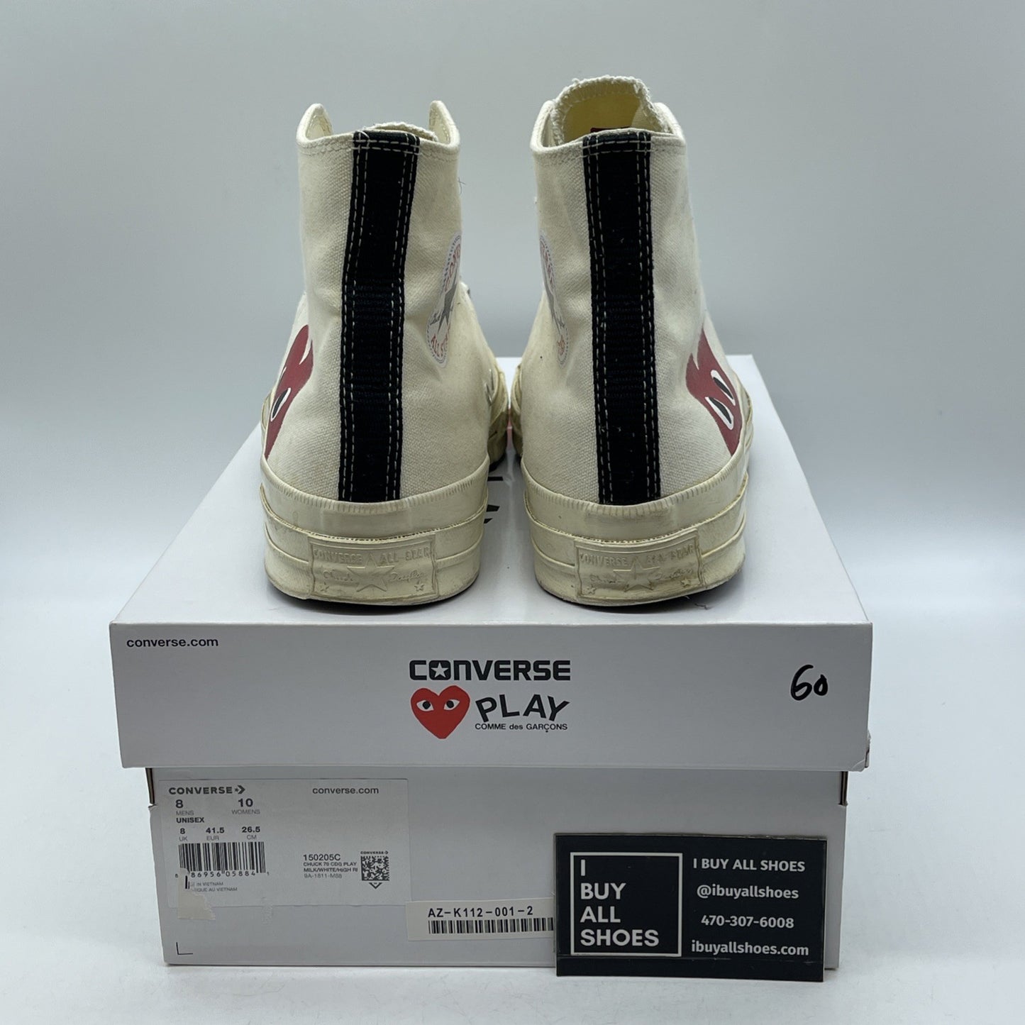 Size 8 - Converse Comme des Garçons Play x Chuck 70 High Milk (150205C)