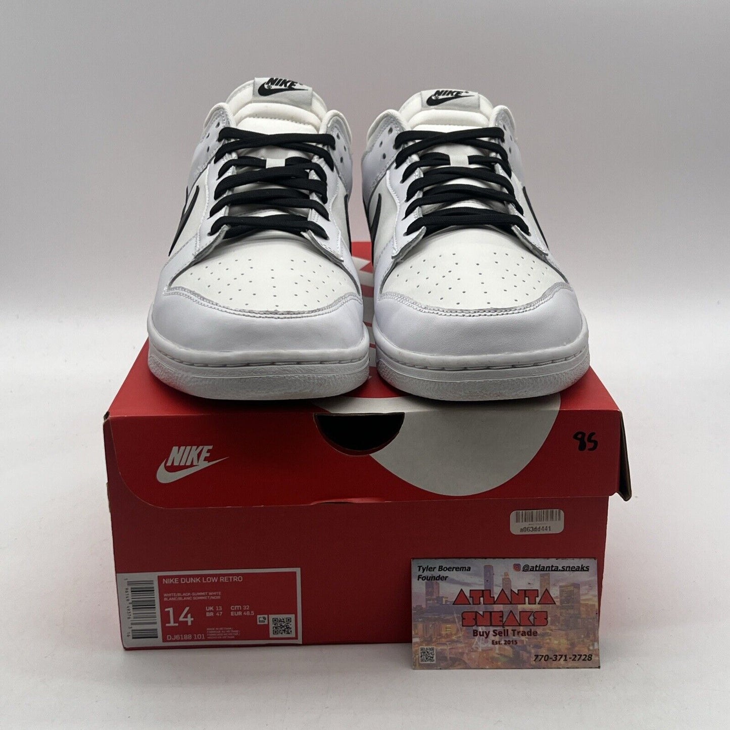 Size 14 - Nike Dunk Low Reverse Panda White Black Leather (DJ6188-101)