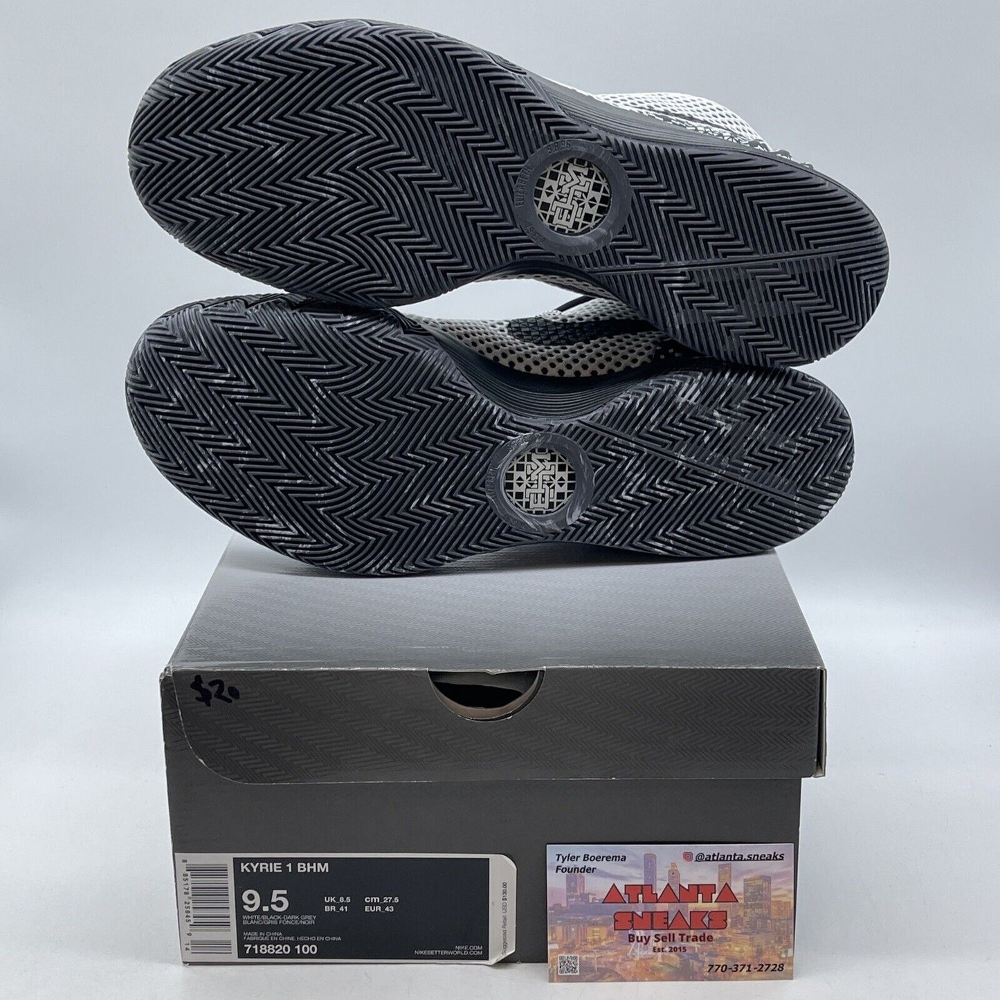 Size 9.5 - Nike Kyrie 1 BHM Black White Suede Leather (718820-100)