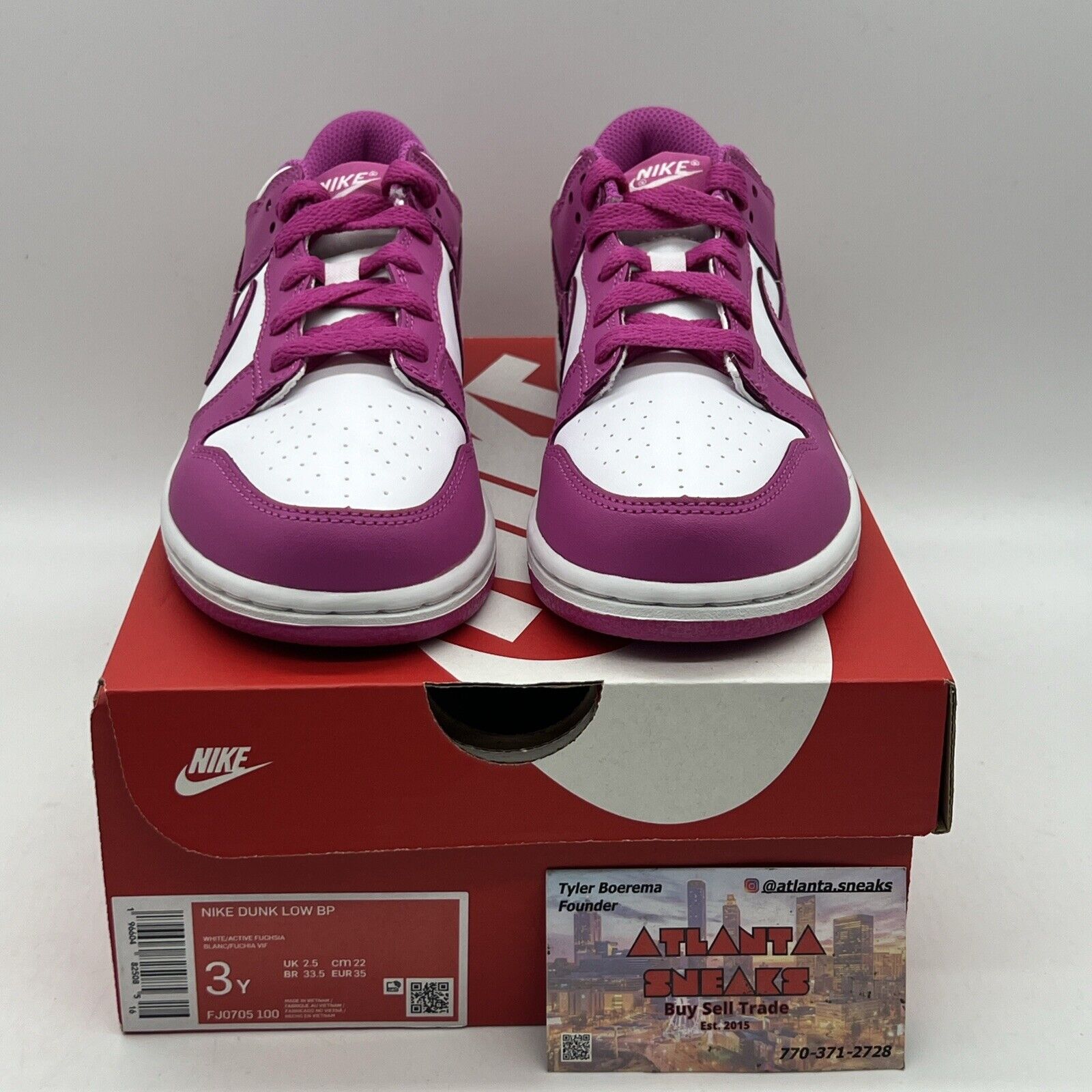 [FJ0705-100] Preschool Nike DUNK LOW 'ACTIVE FUCHSIA (PS)' Size 3Y Brand New