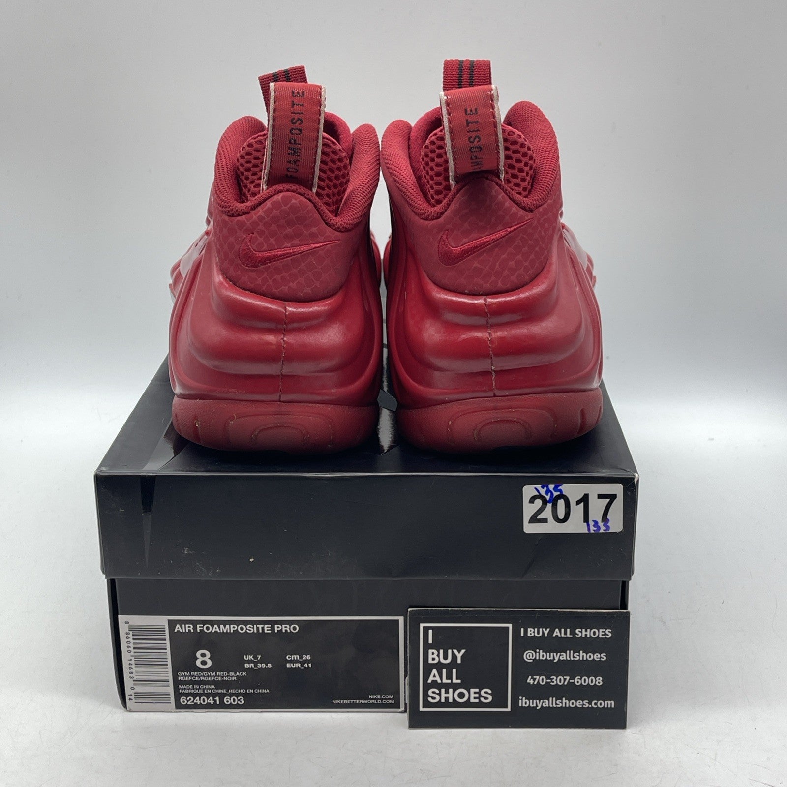 Size 8 - Nike Air Foamposite Pro Gym Red Suede Leather (624041-603)