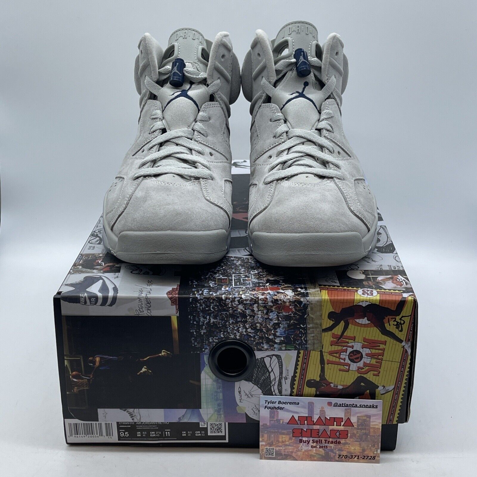 Size 9.5 - Jordan 6 Retro Mid Georgetown Grey Navy Blue White (CT8529-012)