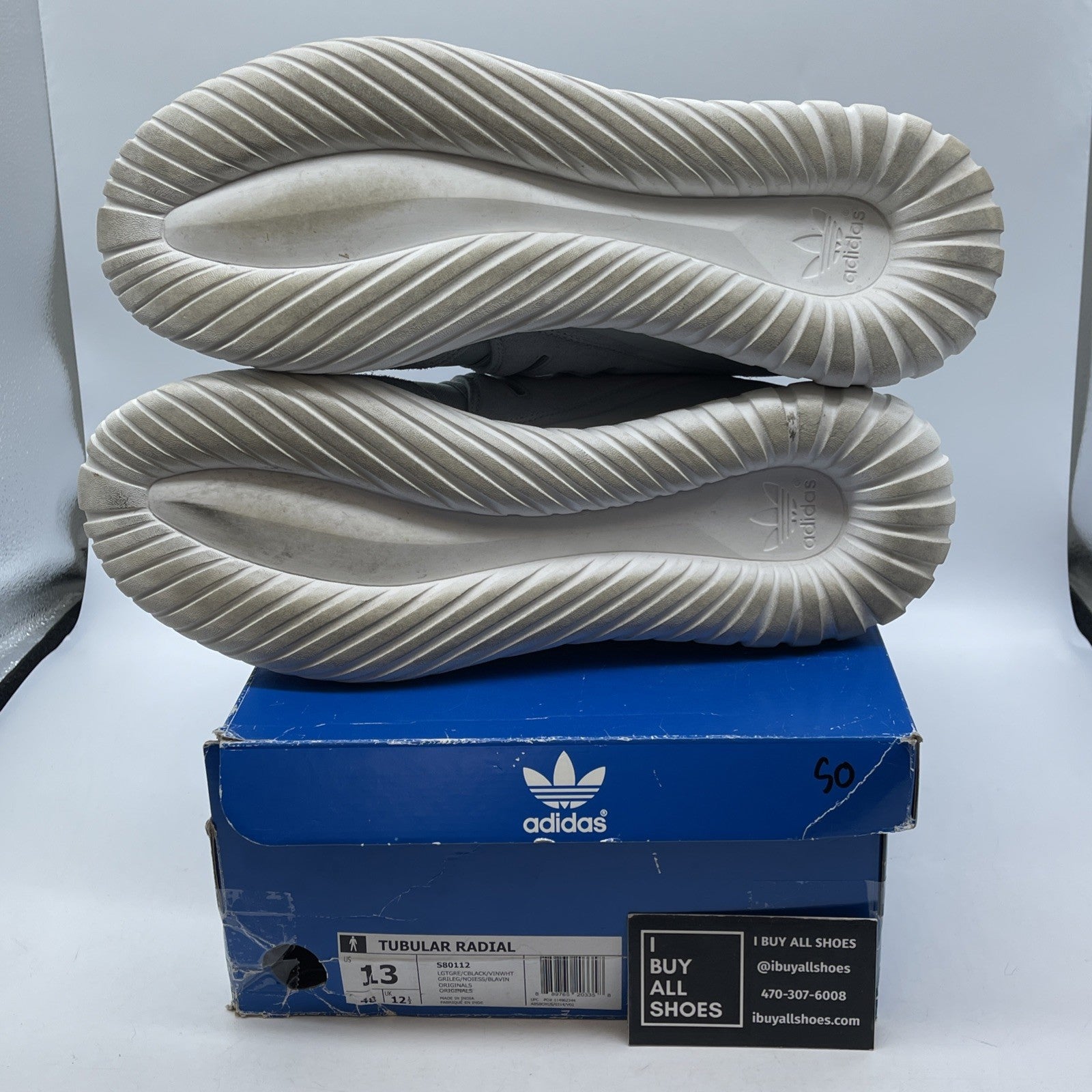 Size 13 - adidas Tubular Radial Light Grey Suede Leather (S80112)
