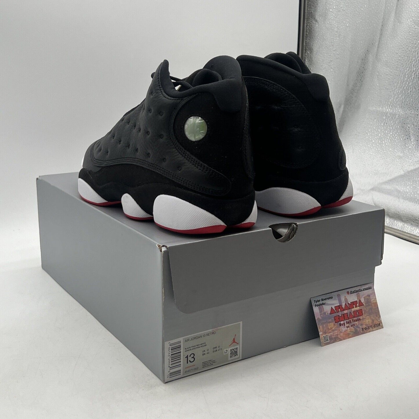 Size 13 - Jordan 13 Retro Mid Playoff White Red Black Leather (414571-062)