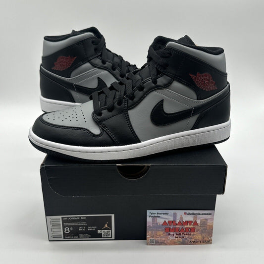 Size 8.5 - Jordan 1 Mid Shadow Grey Black Red Gym Nike OG All Box Mj Last Dance