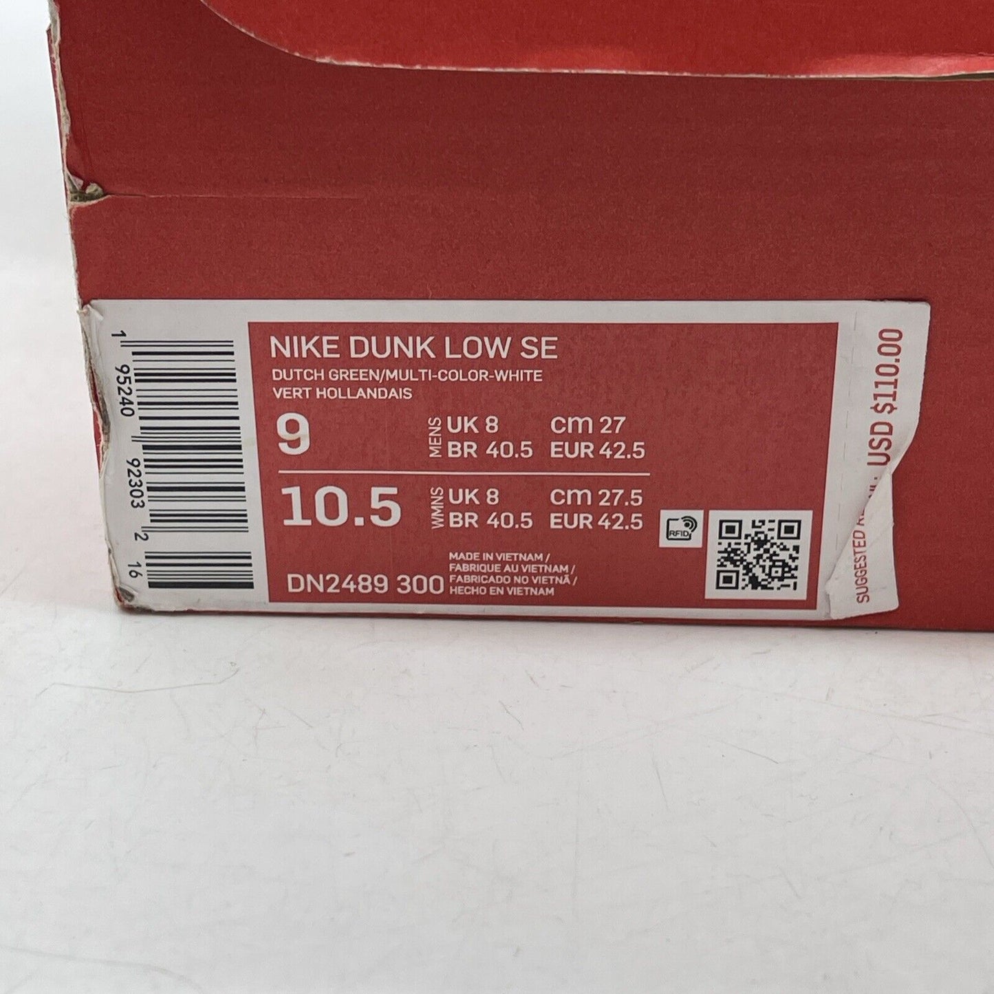 Size 9 - Nike Dunk Low NY vs. NY Green White Orange Leather Suede (DN2489-300)