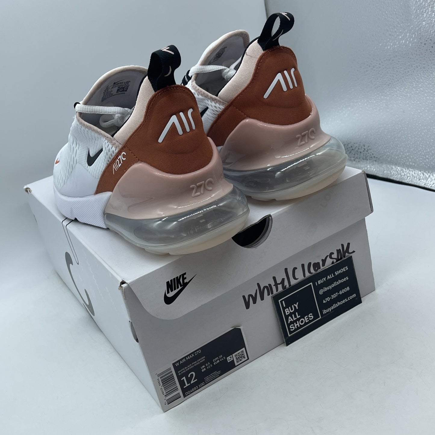 Size 12W - Nike Air Max 270 White Burnt Sunrise (DQ4693-100)