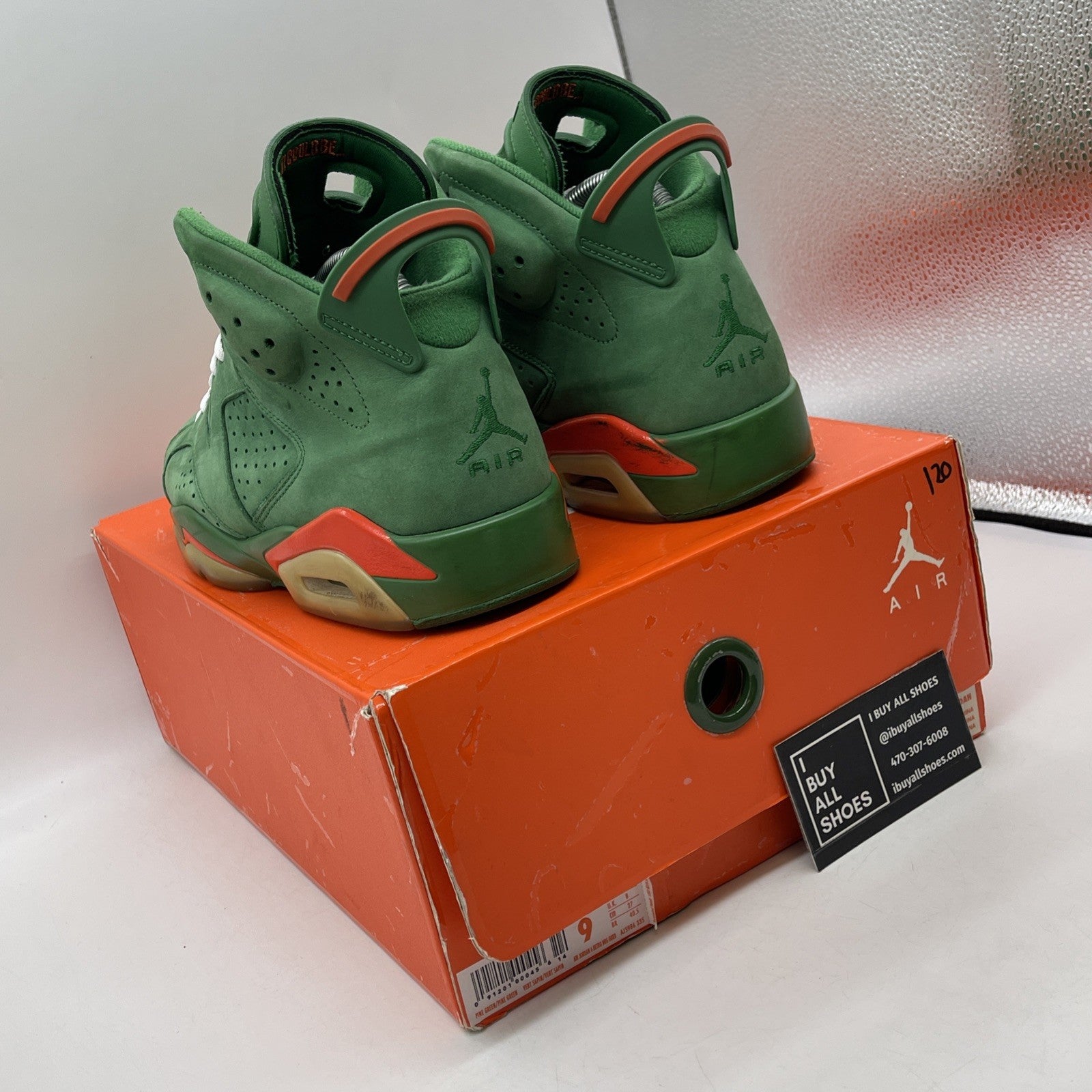 Size 9 - Air Jordan 6 Retro NRG Green Suede Gatorade Orange (AJ5986-335)