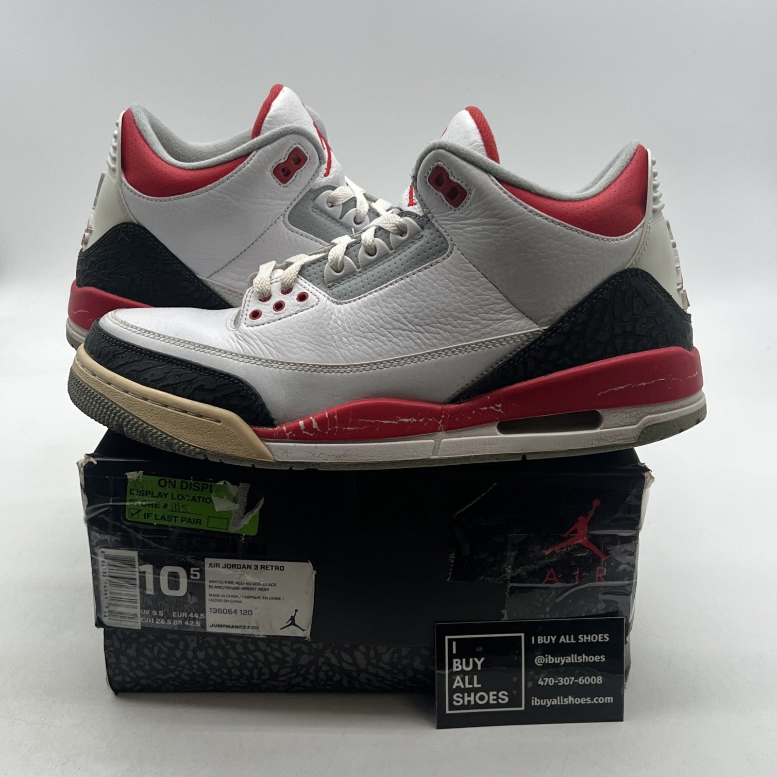 Size 10.5 - Air Jordan 3 Retro 2013 Fire Red (136064-120)