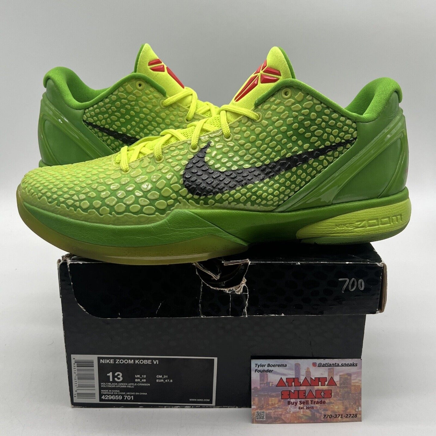 Size 13 - Nike Zoom Kobe 6 2010 Grinch Black Red (429659-701)