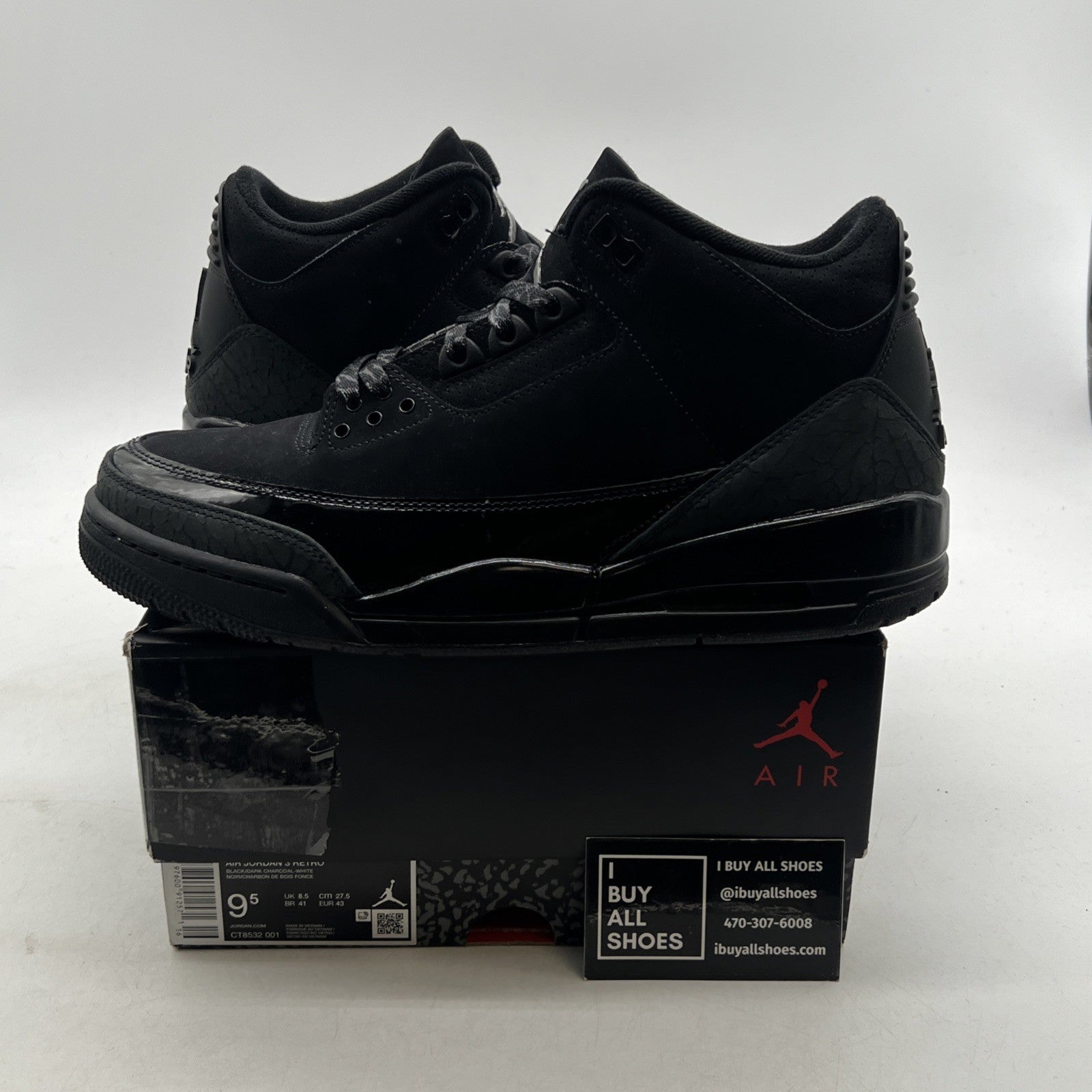 Size 9.5 - Air Jordan 3 Retro 2025 Black Cat (CT8532-001)