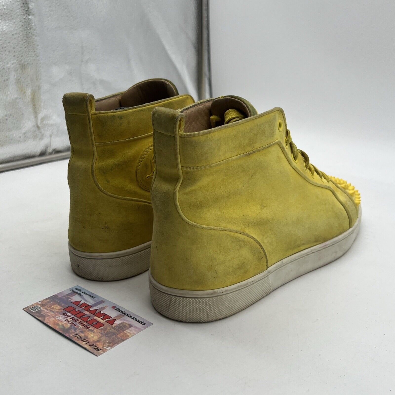 Size 10 - Christian Louboutin High Top Sneakers Studded Yellow