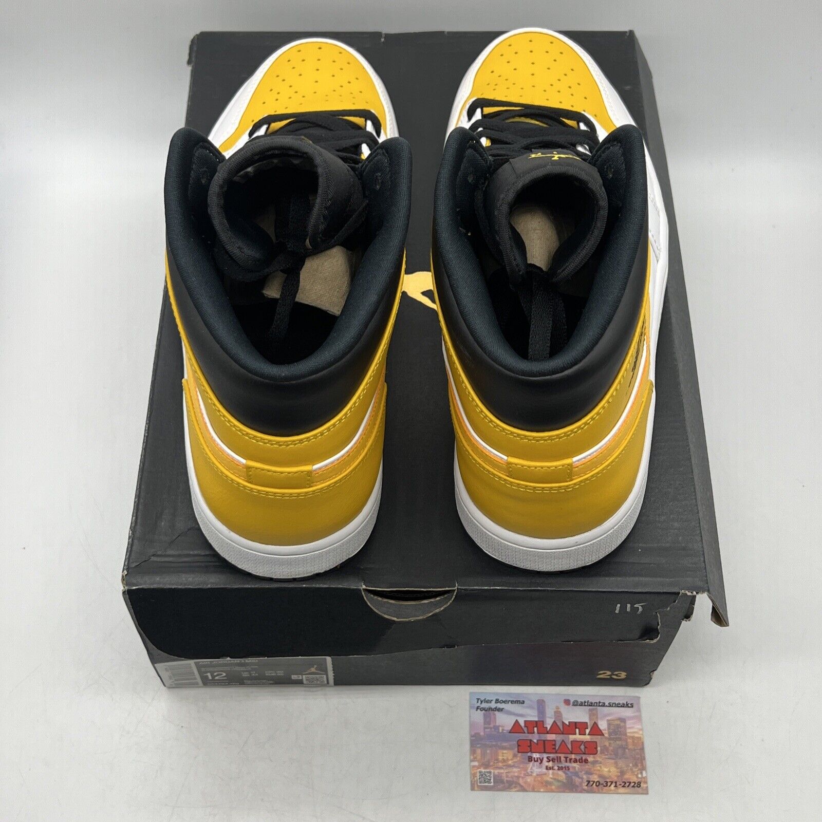 Size 12 - Air Jordan 1 Mid University Gold White Black Yellow Leather 554724-170