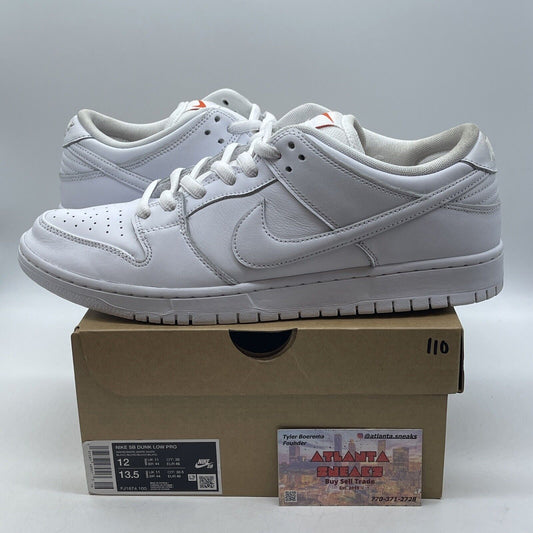 Size 12 - Nike SB Dunk Low Pro Triple White Leather Orange (FJ1674-100)