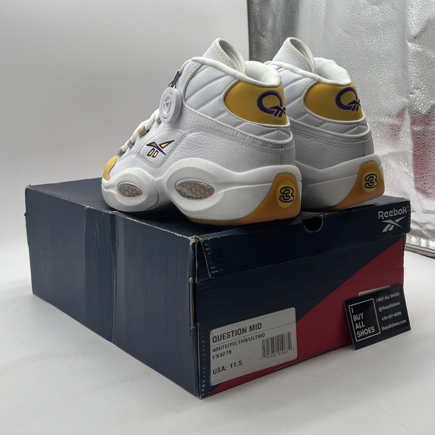Size 11.5 - Reebok Question Mid Yellow Toe (FX4278)
