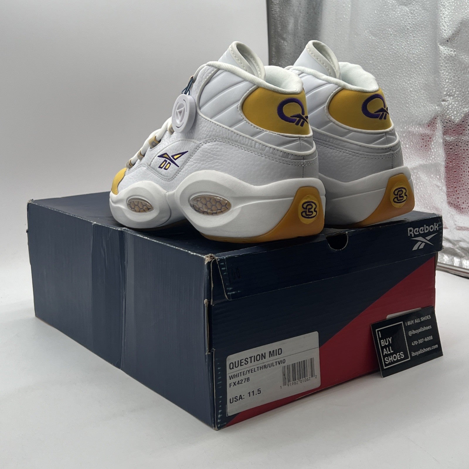 Size 11.5 - Reebok Question Mid Yellow Toe (FX4278)