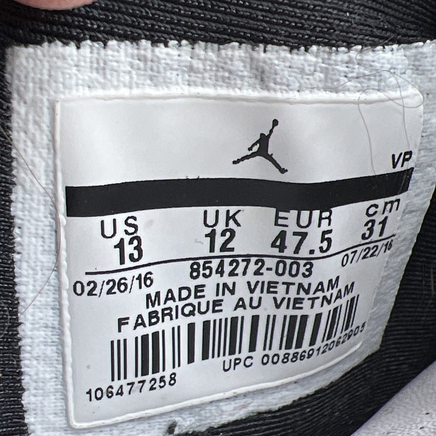 Size 13 - Air Jordan 31 N7 - (854272-003)