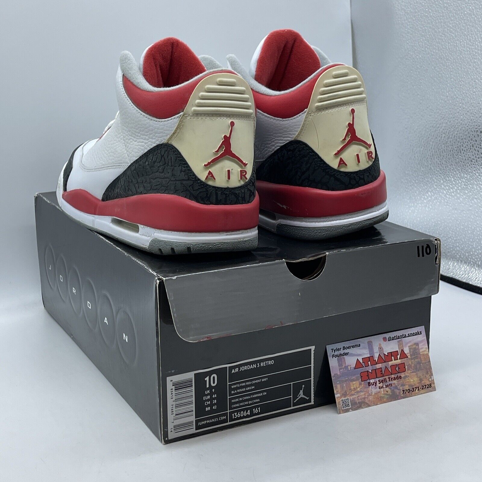 Size 10 - Air Jordan 3 Retro 2007 Fire Red White Leather Grey Suede (136064-161)