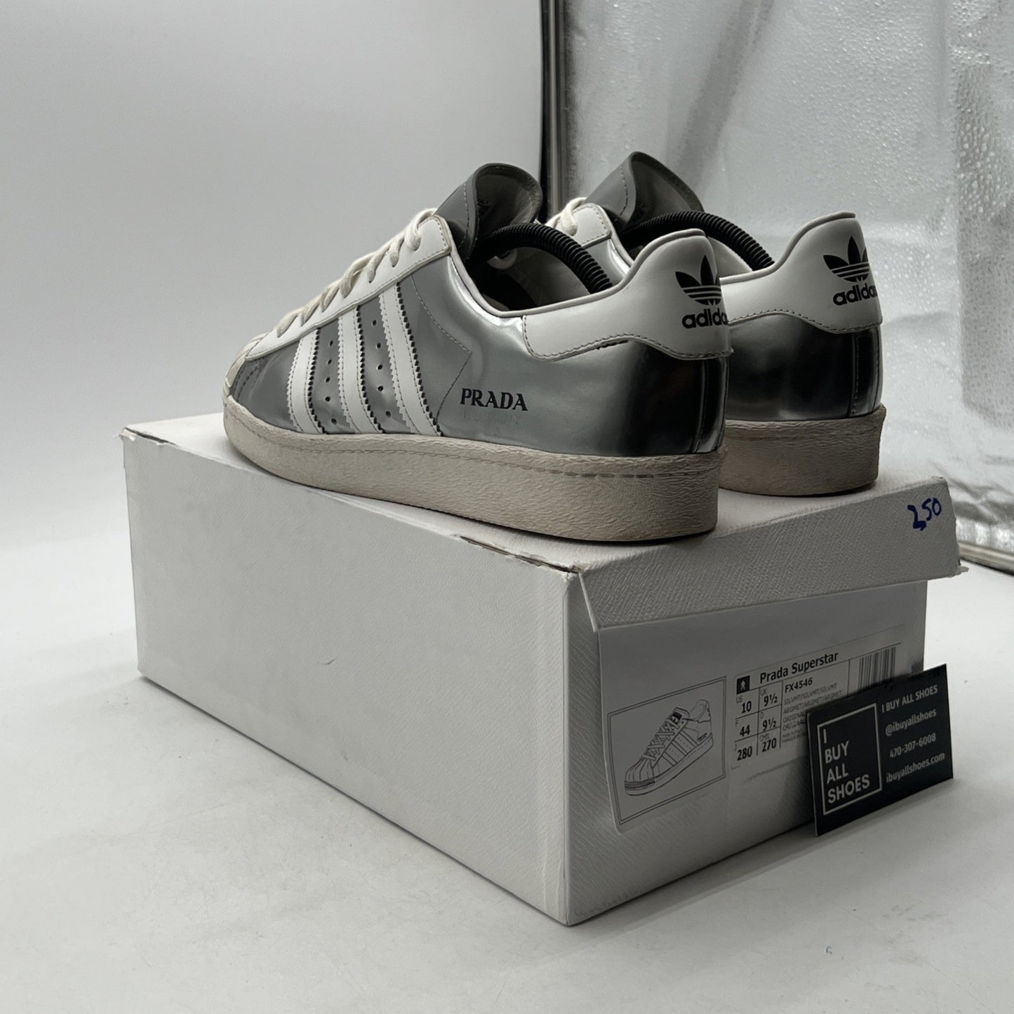 Size 10 - adidas Prada x Superstar Silver Metallic (FX4546)