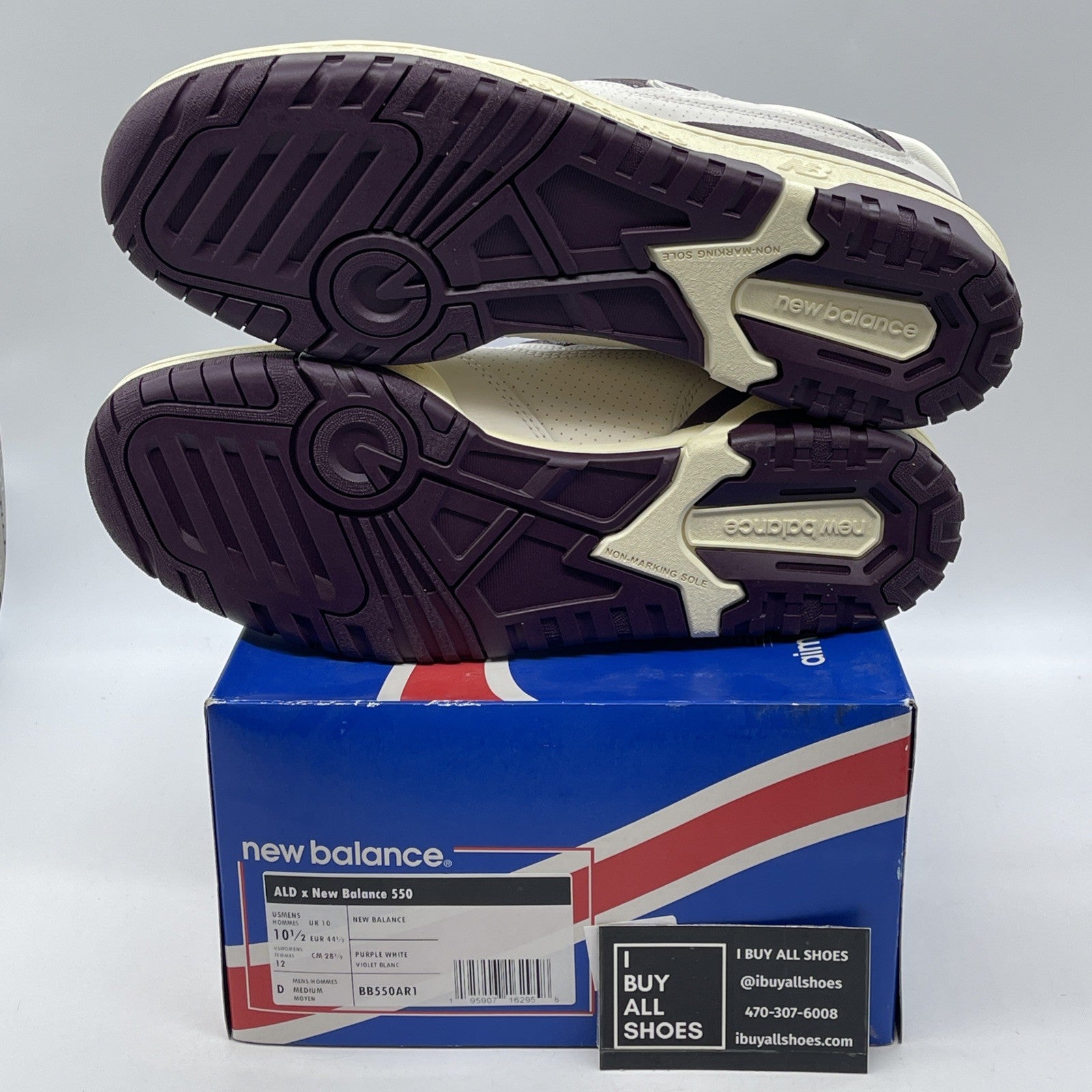 Size 10.5 - New Balance Aimé Leon Dore x 550 Purple White Leather (BB550AR1)