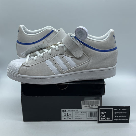 Size 11.5 - adidas Pro Shell ADV Crystal White Royal Blue Suede (IE3109)