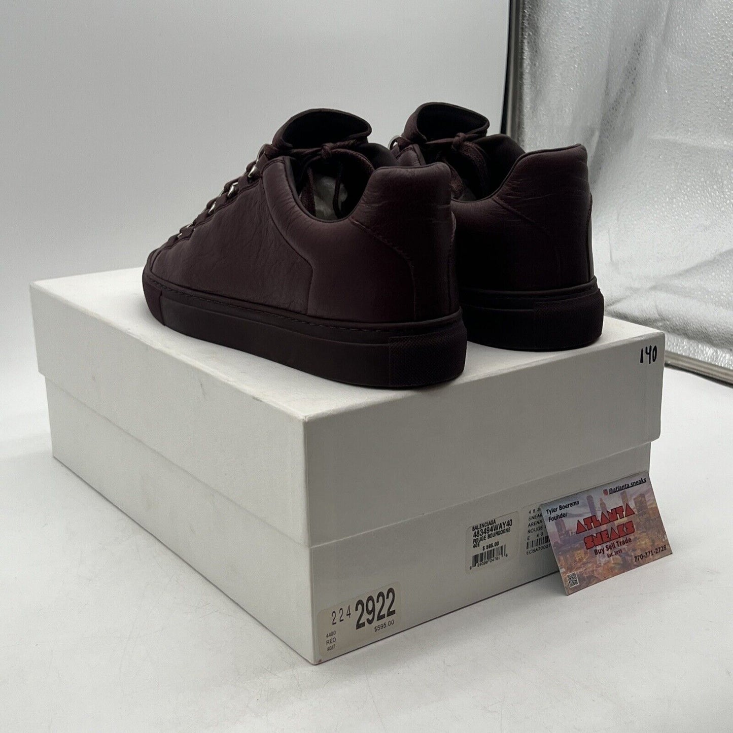 Size 9.5 - Balenciaga Arena Low Red Burgundy