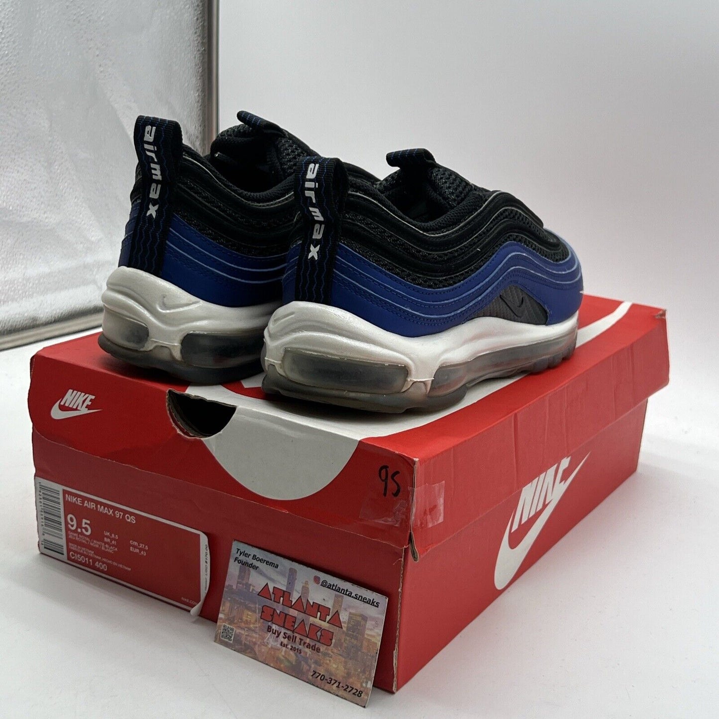 Size 9.5 - Nike Air Max 97 QS Royal Foamposite Blue Black White (CI5011-400)