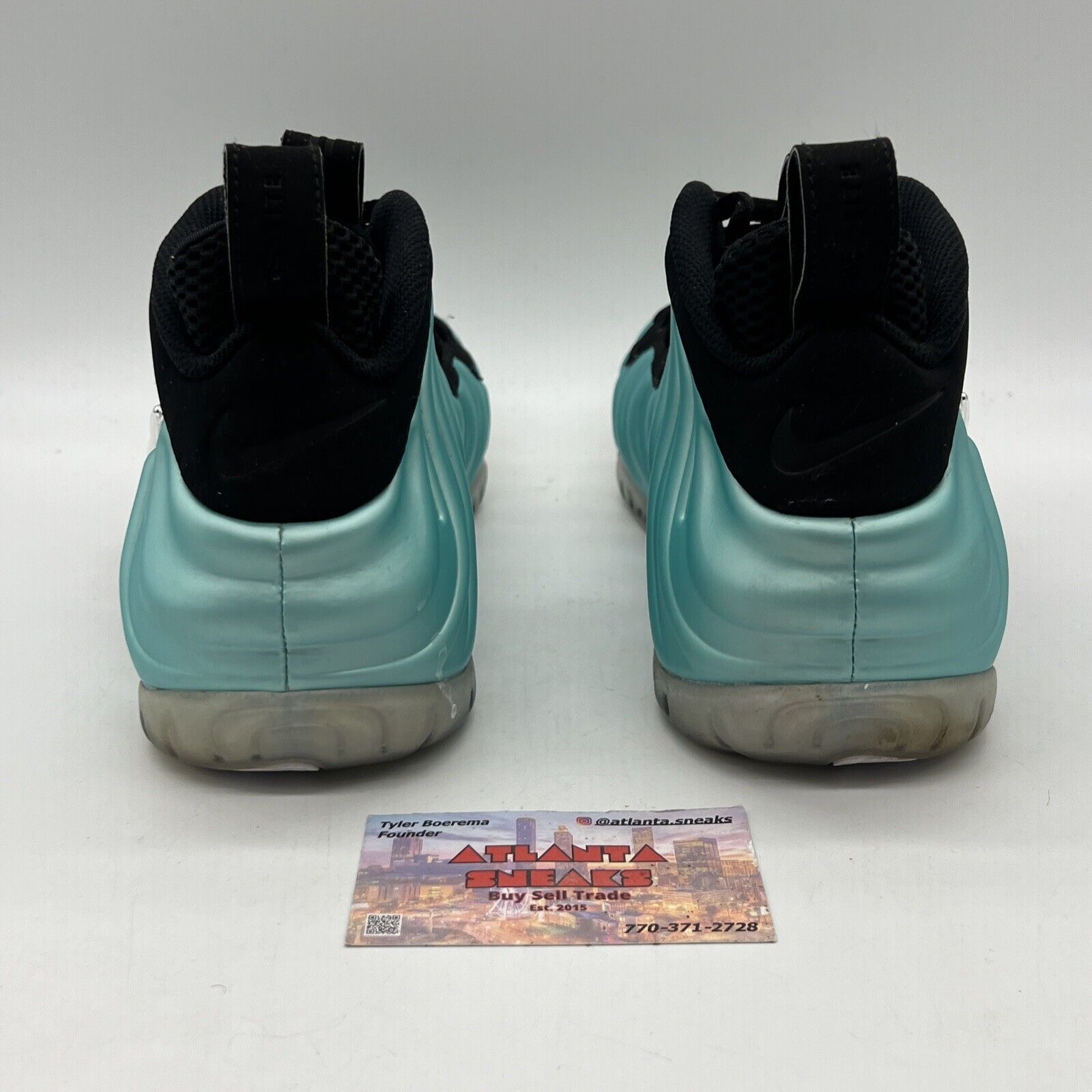 Size 8.5 - Nike Air Foamposite Pro Island Green Metallic Platinum Suede Black