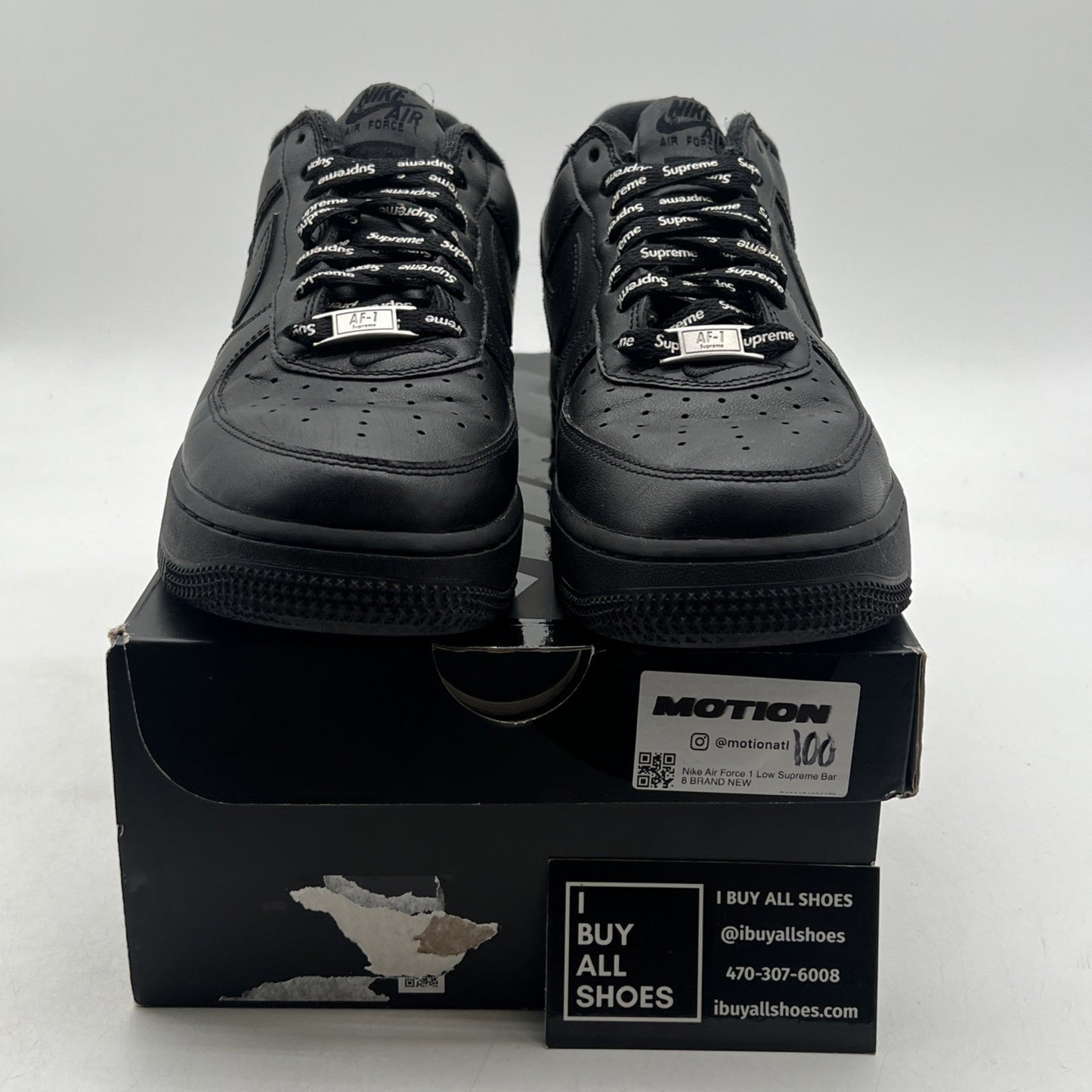 Size 8 - Nike Air Force 1 Low x Supreme Box Logo - Black (CU9225-001)