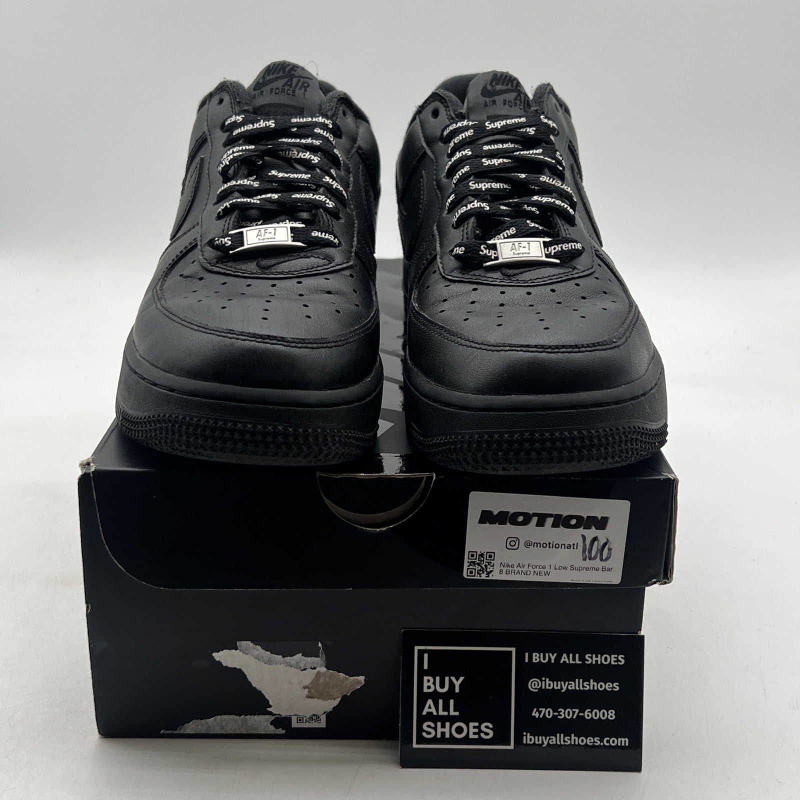 Size 8 - Nike Air Force 1 Low x Supreme Box Logo - Black (CU9225-001)