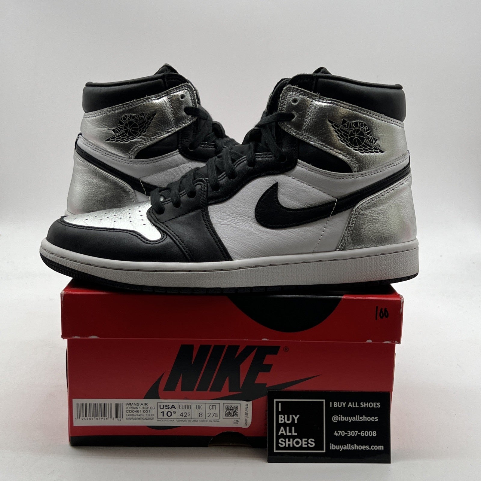 Size 10.5W - Air Jordan 1 High OG Metallic Silver (CD0461-001)