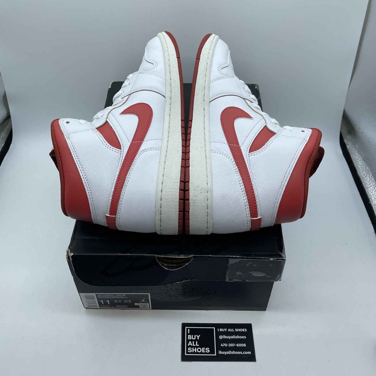 Size 11 - Air Jordan 1 Mid White Dune Red White Red Leather (FJ3458-160)