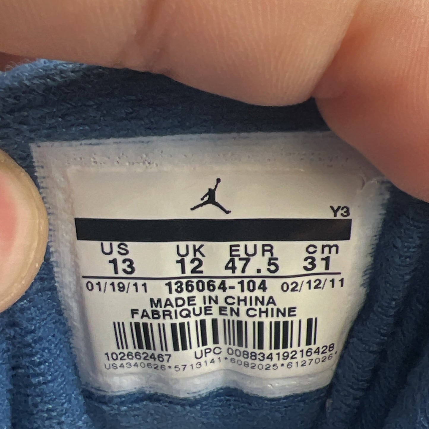 Size 13 - Air Jordan 3 Retro 2011 True Blue (136064-104)