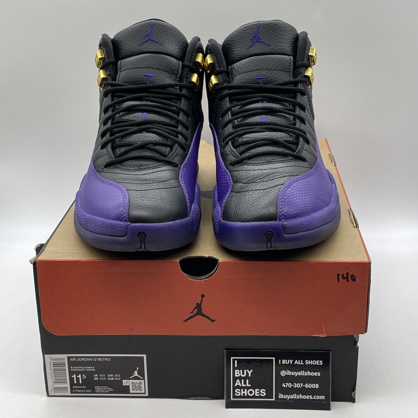 Size 11.5 - Jordan 12 Retro Mid Field Purple Black Leather (CT8013-057)