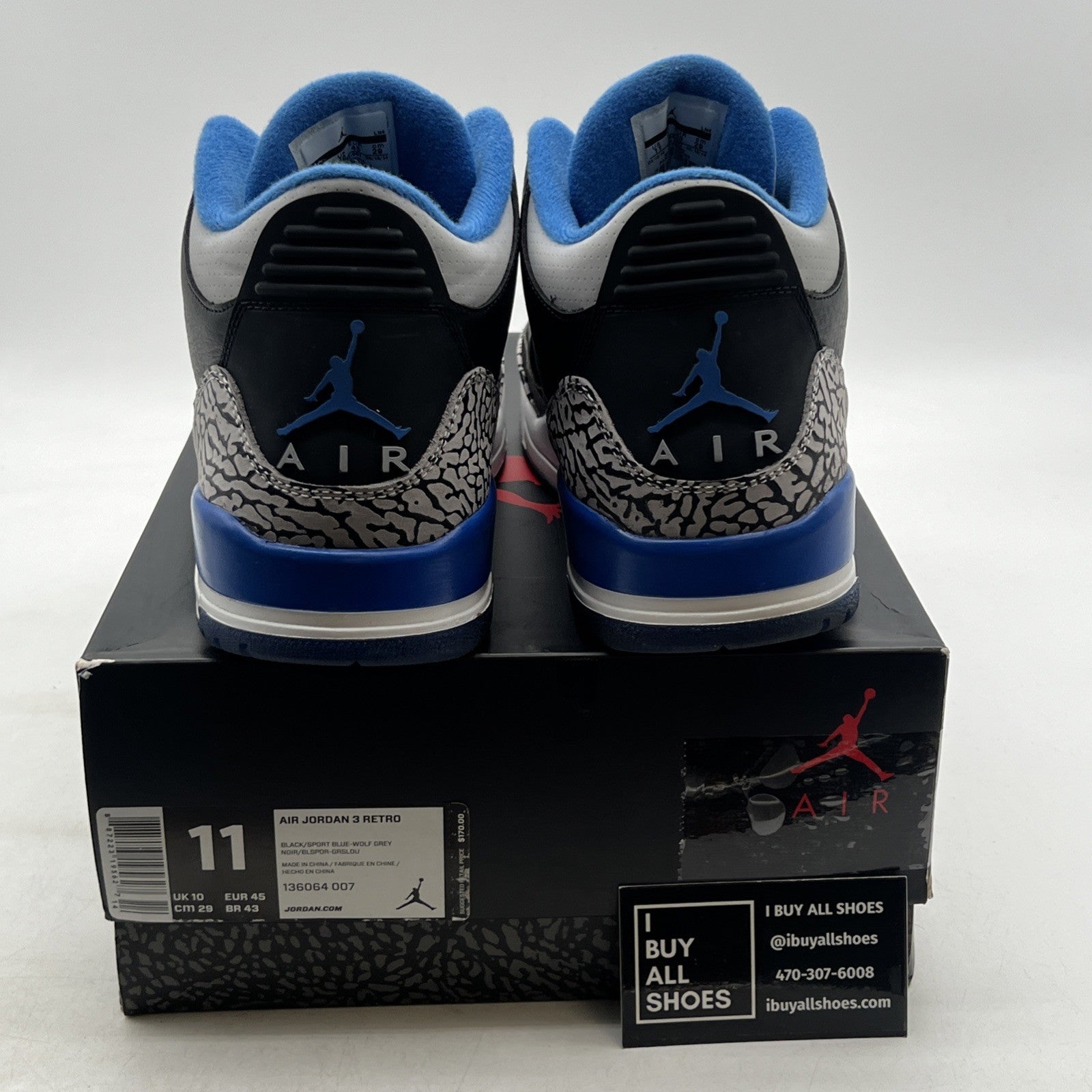 Size 11 - Air Jordan 3 Retro Sport Blue (136064-007)