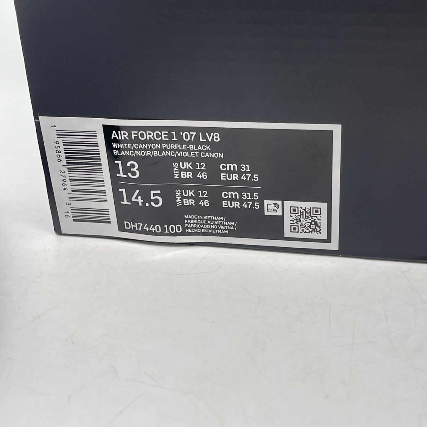Size 13 - Nike Air Force 1 '07 LV8 Hoops - White Canyon Purple (DH7440-100)