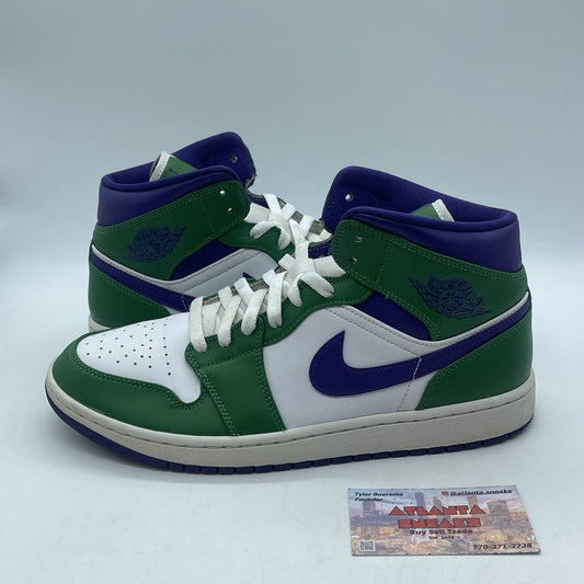 Size 10 - Air Jordan 1 Mid Hulk Purple Green White Leather (554724-300)