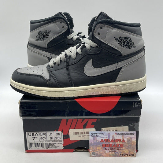 Size 7.5 - Air Jordan 1 Retro OG 2013 High Shadow Black Leather (555088-014)