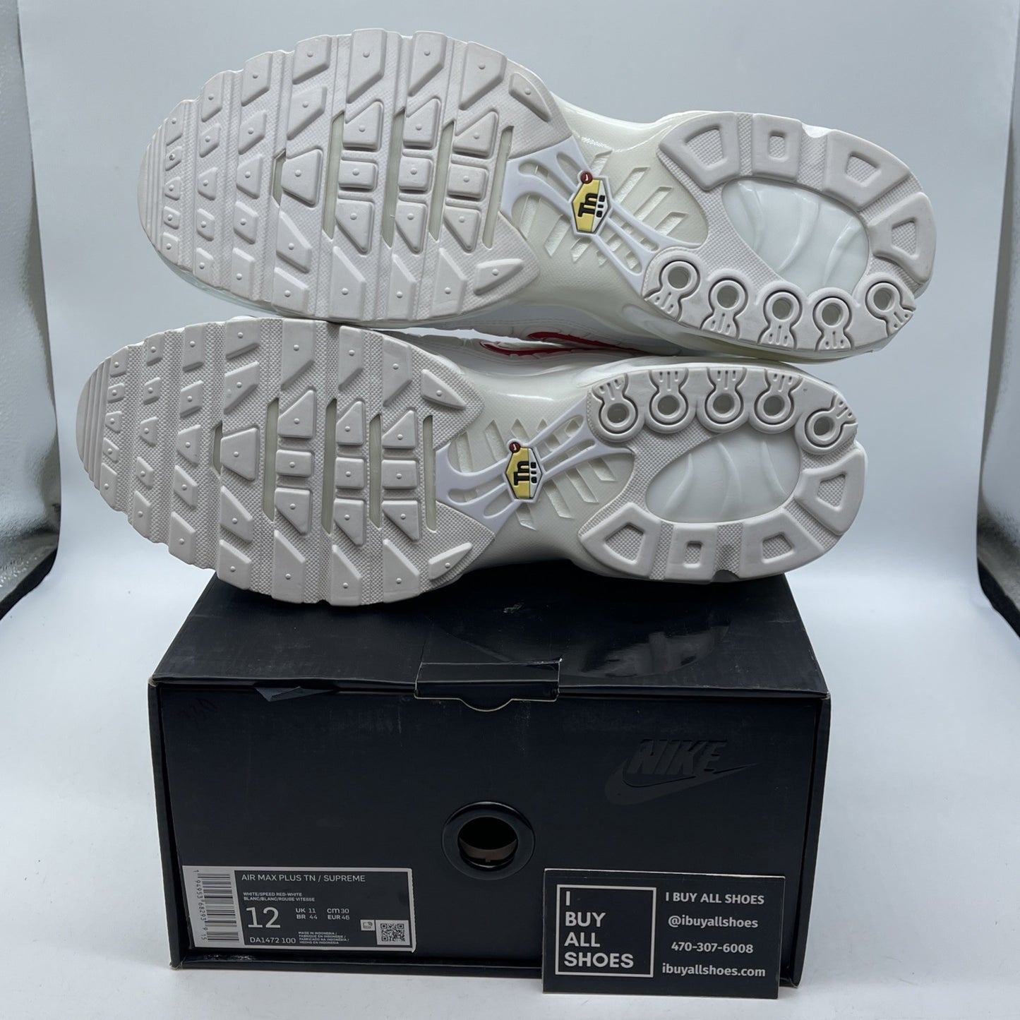 Size 12 - Nike Supreme x Air Max Plus TN White Red Suede Leather (DA1472-100)