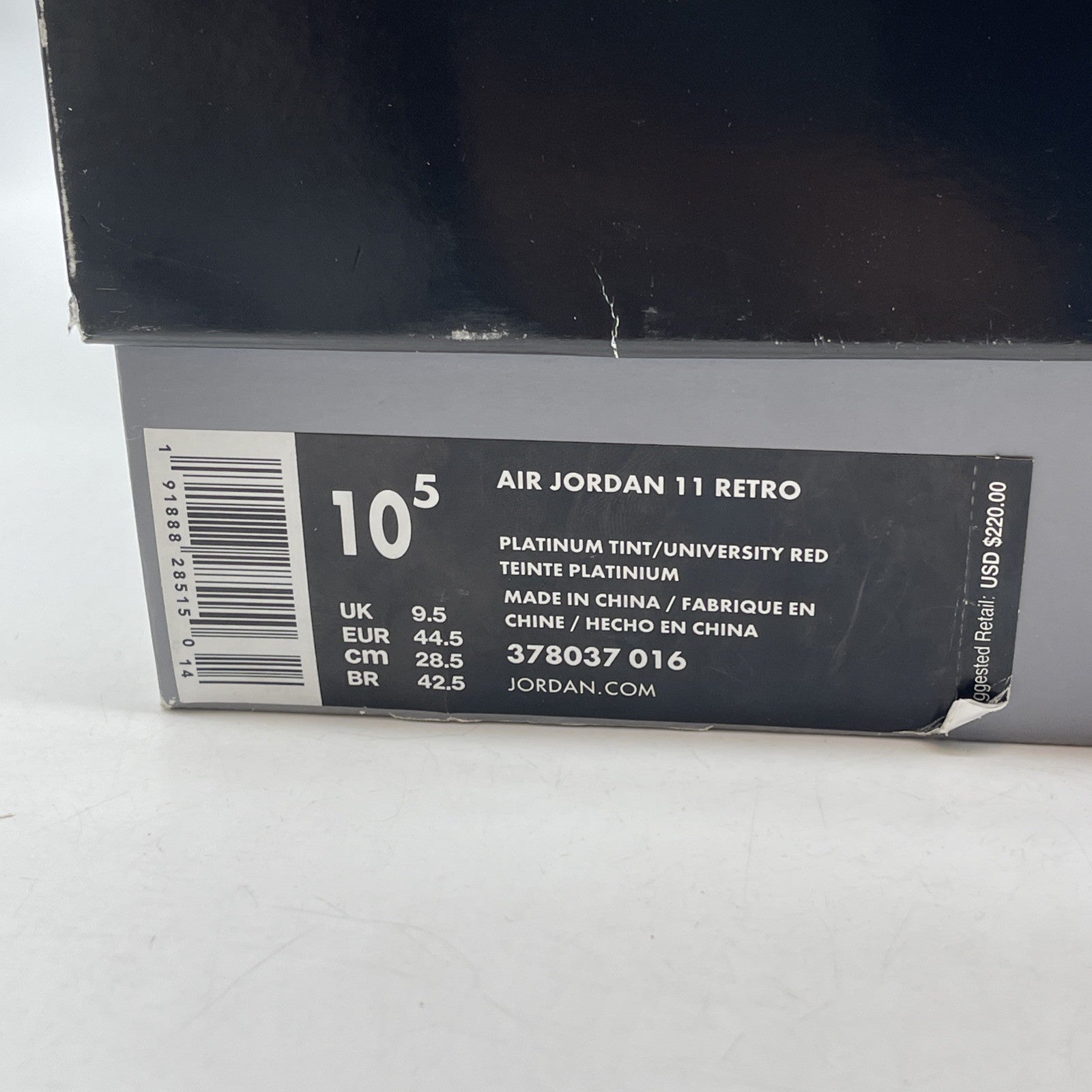 Size 10.5 - Air Jordan 11 Retro Platinum Tint Black Suede (378037-016)