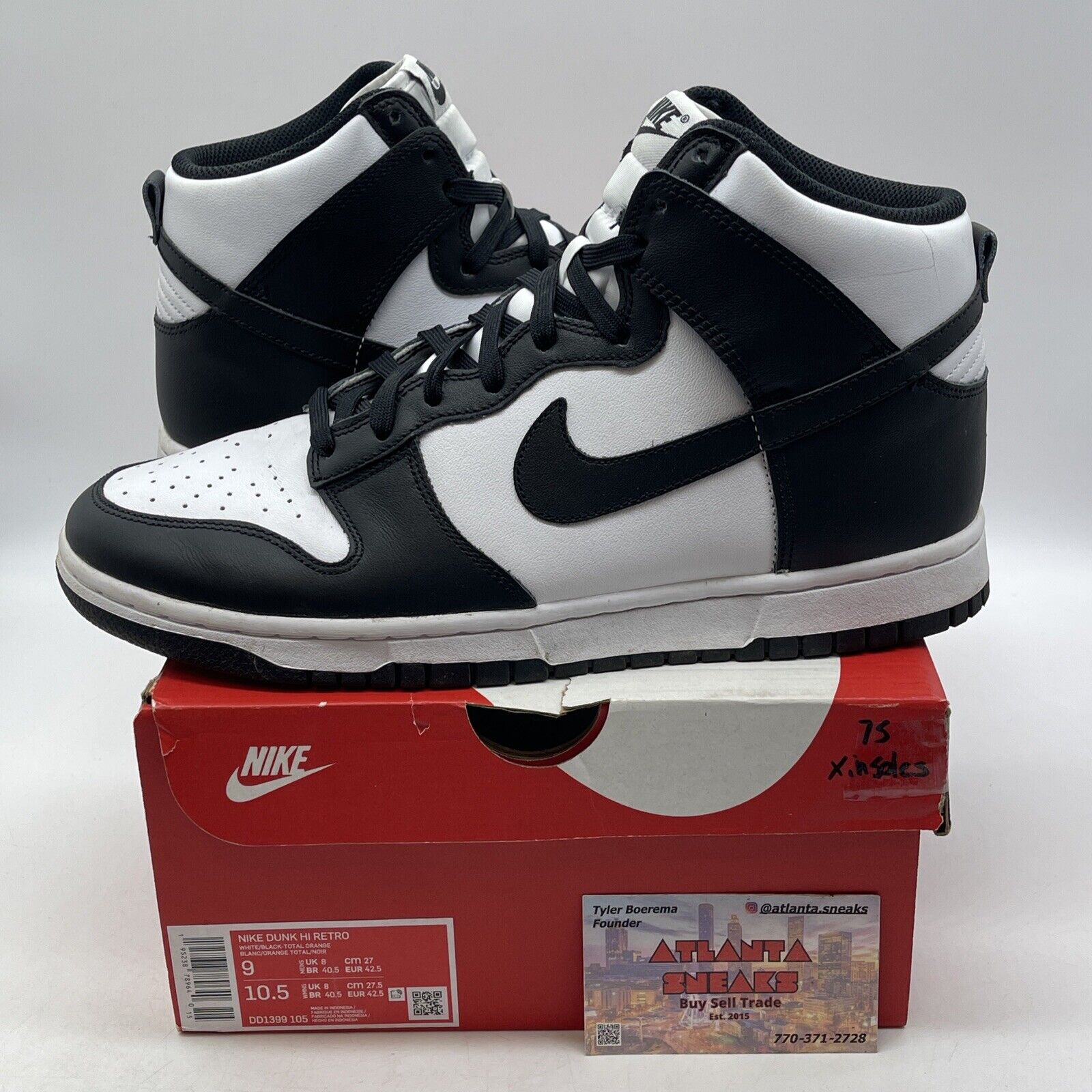 Size 9 - Nike Dunk High Black White Leather (DD1399-105)